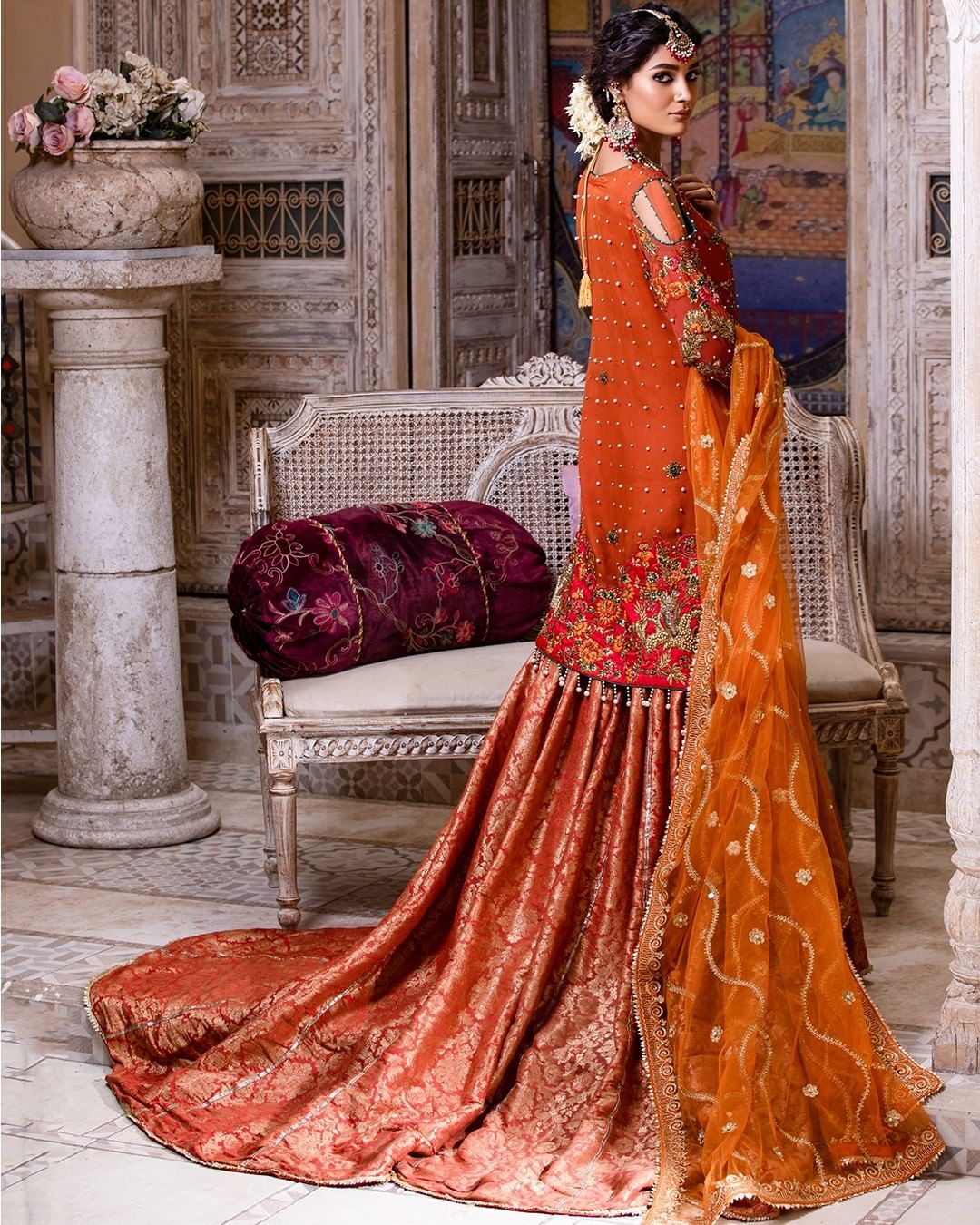 Traditional Touch Your Look Adorning Orange Jacquard Pethani Lehenga Work  Weaving Zari Work Lehengas Choli Party Weeding Wear Choli - Etsy