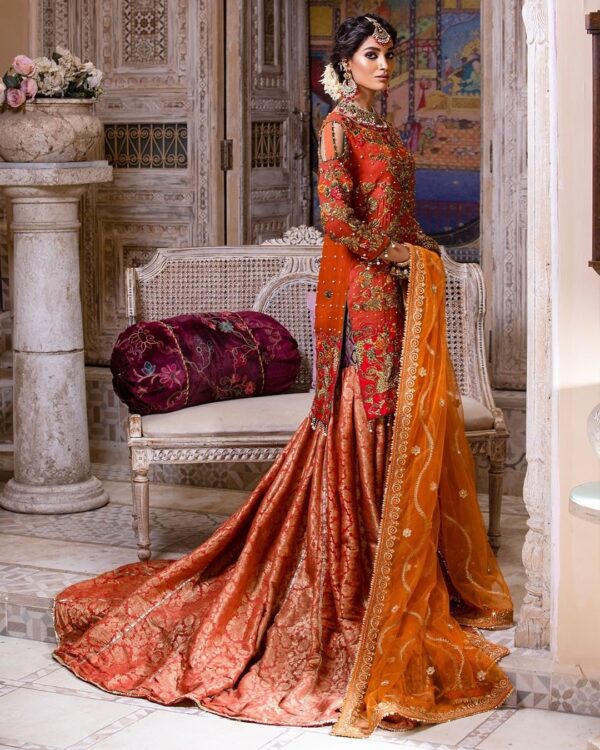 wedding long trail lehenga with kurti