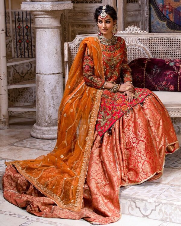 wedding long trail lehenga with kurti