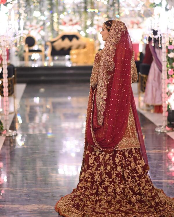 wedding long trail gown with handwork