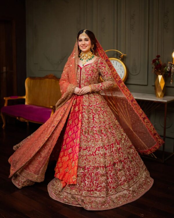 Pakistani wedding split anarkali with lehenga