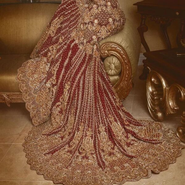 bridal long split anarkali with lehenga
