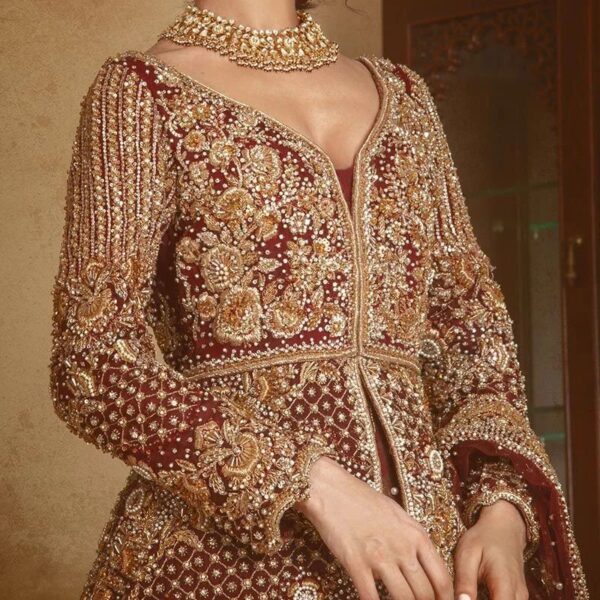 wedding long split anarkali with lehenga