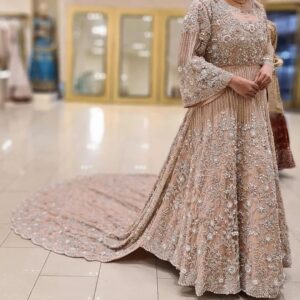 Pakistani walima long trail gown