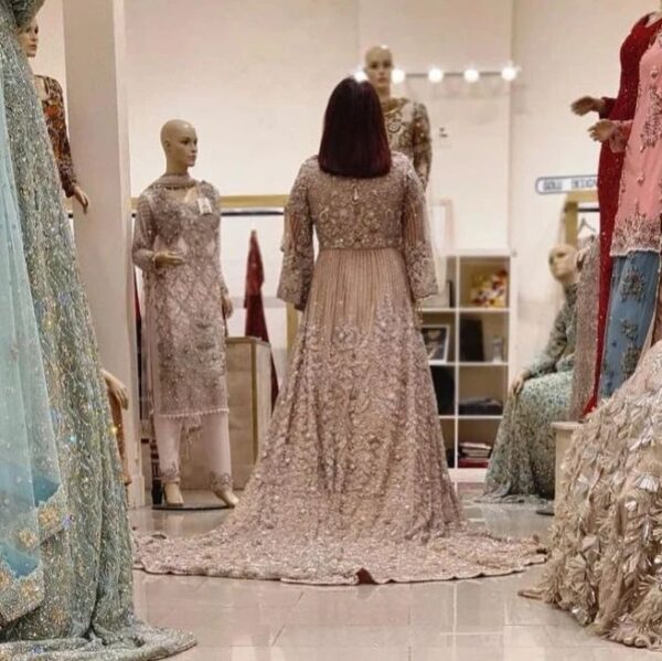 walima long trail gown with handwork