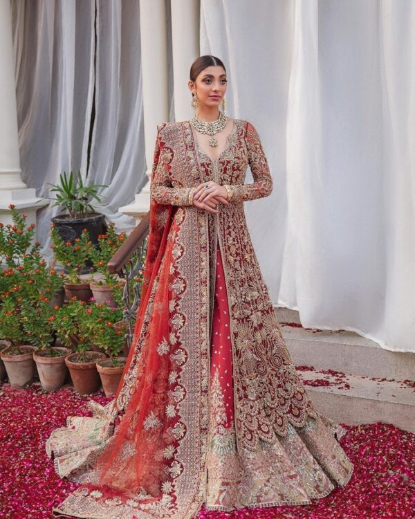 designer long split anarkali with lehenga