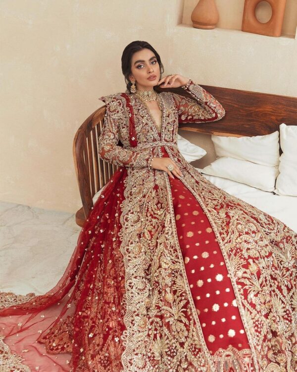 wedding long split anarkali with lehenga