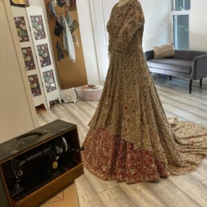 waleema long trail anarkali with lehenga