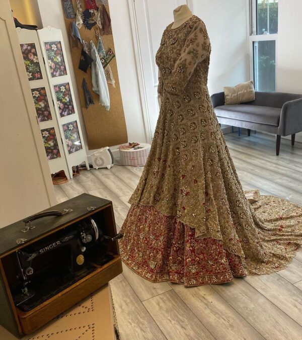 waleema long trail anarkali with lehenga