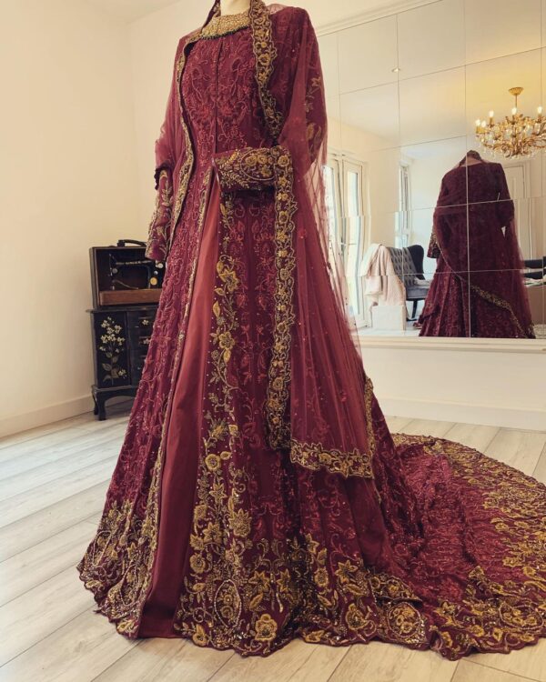 wedding long trail anarkali with lehenga with anarkali