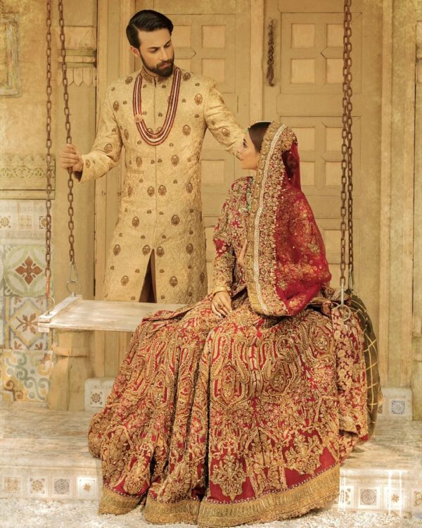 red bridal lehenga with anarkali