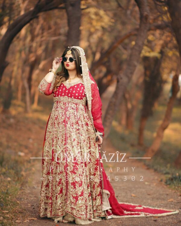 red bridal lehenga with anarkali