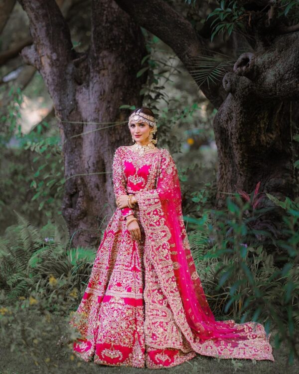 Pakistani wedding long anarkali with lehenga
