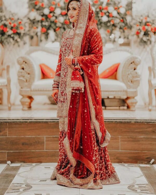 red wedding sharara suit