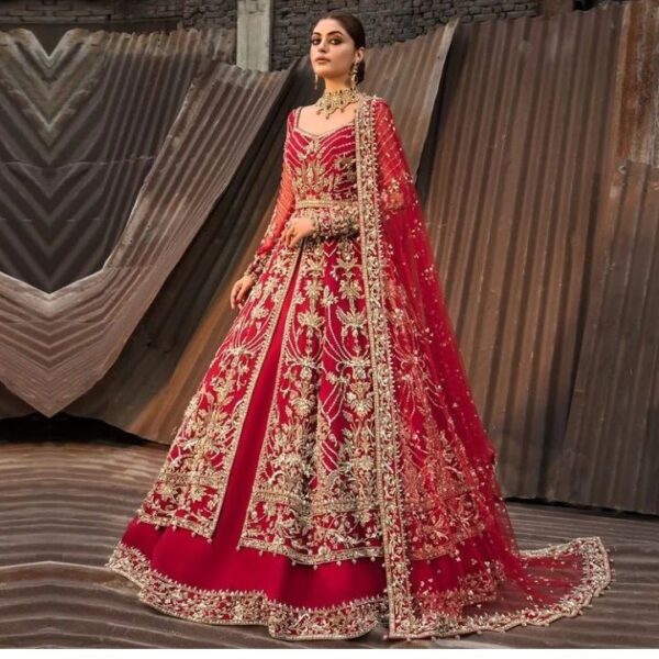 wedding long split anarkali with lehenga