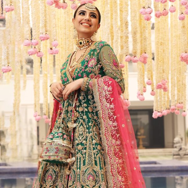 wedding long anarkali with skirt