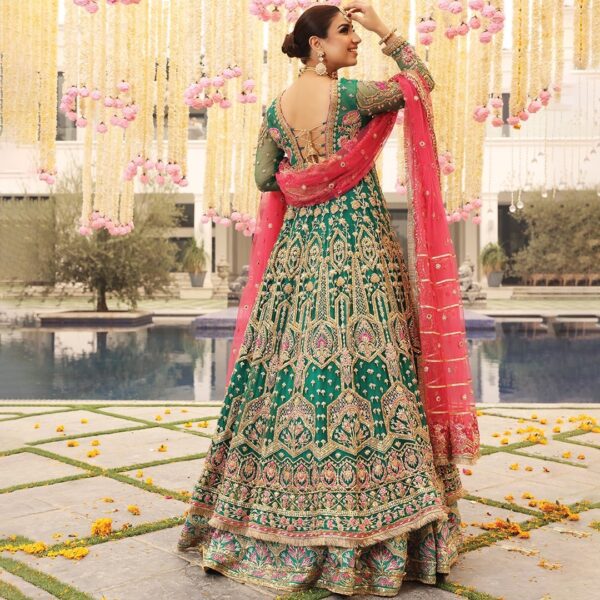 wedding green anarkali with skirt