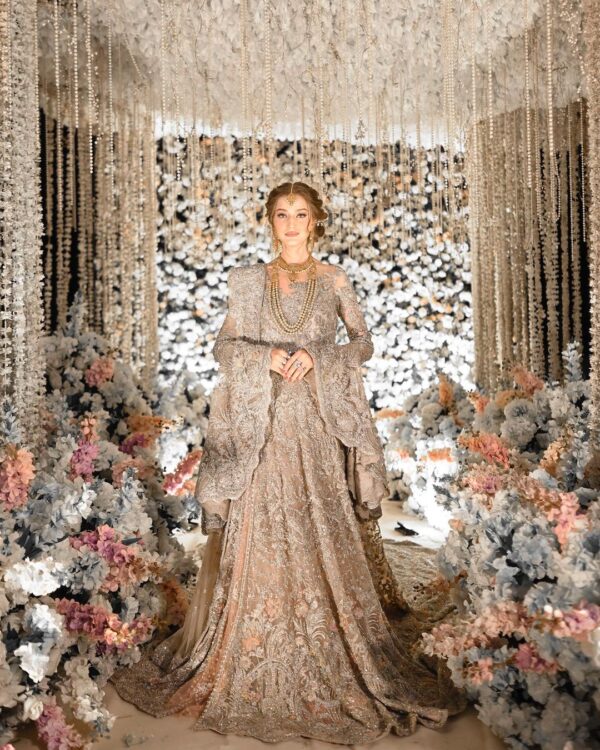 wedding long trail gown with handwork