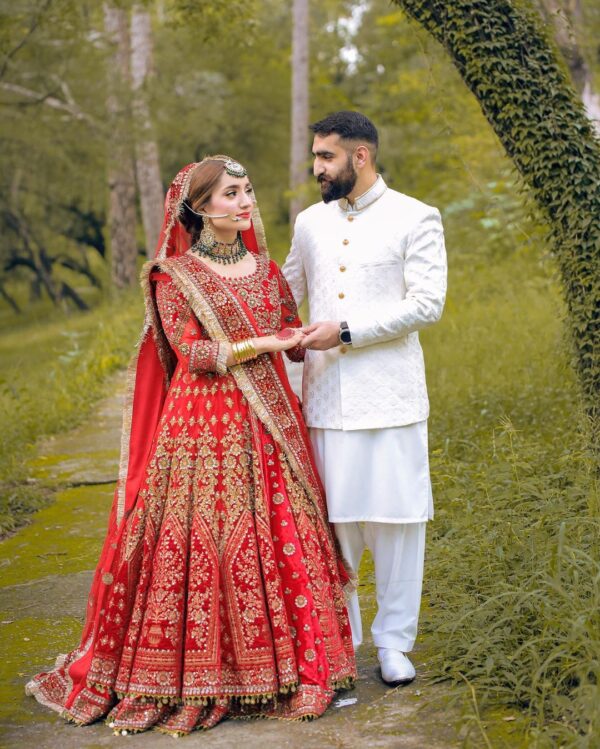 wedding long embroidered anarkali with lehenga
