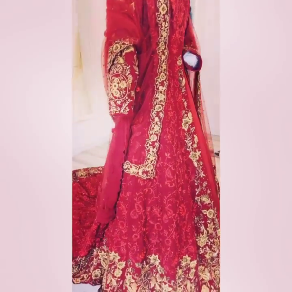 wedding long trail anarkali with lehenga