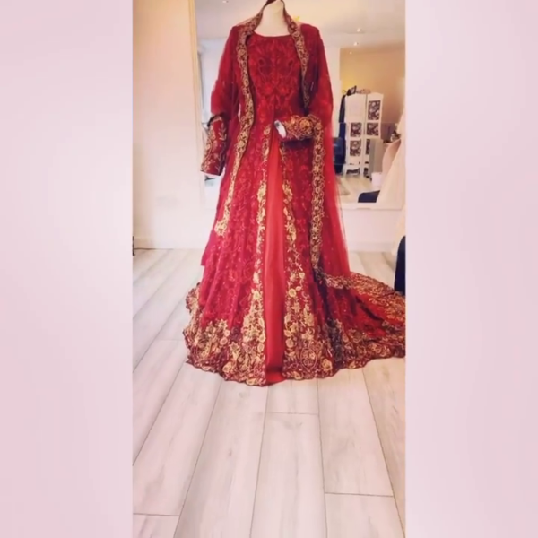 wedding long trail lehenga with anarkali