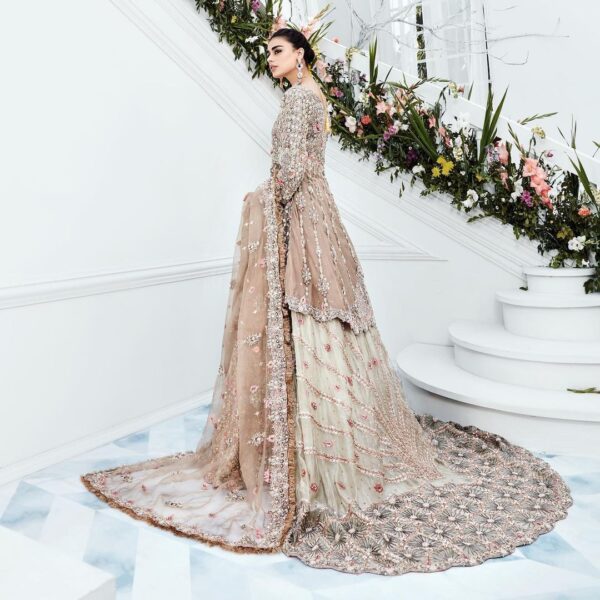 wedding long trail lehenga with peplum