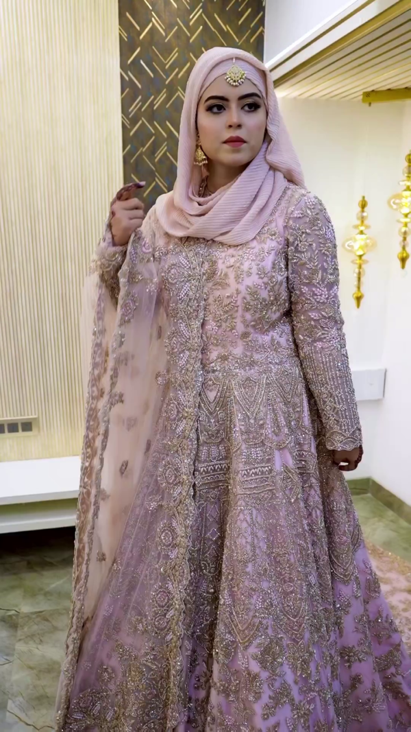 wedding long trail gown with handwork