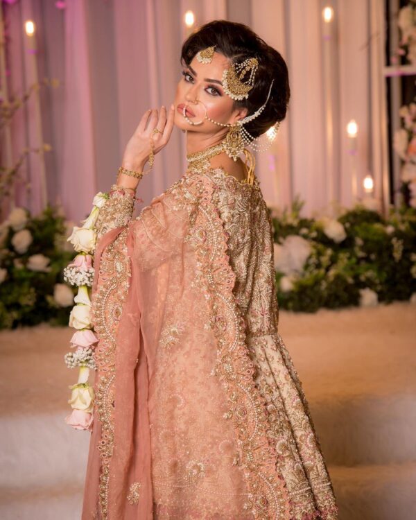 wedding waleema long trail lehenga with peplum