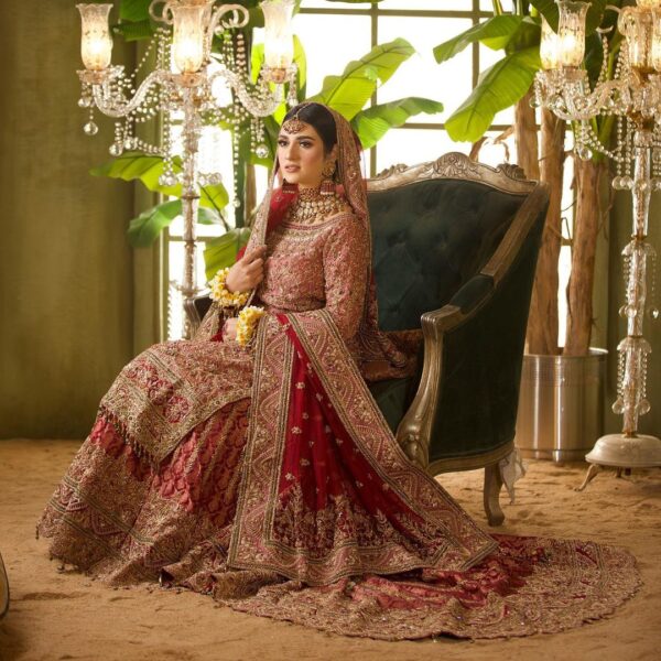 red bridal lehenga with kurti
