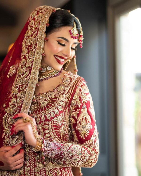 Embroidered long trail lehenga with anarkali