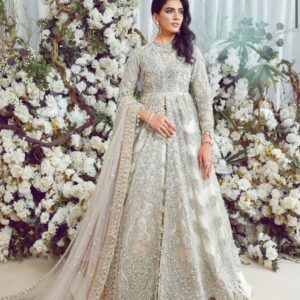 Ivory designer split anarkali with lehenga