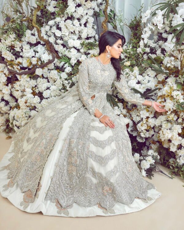 wedding long split jacket with lehenga
