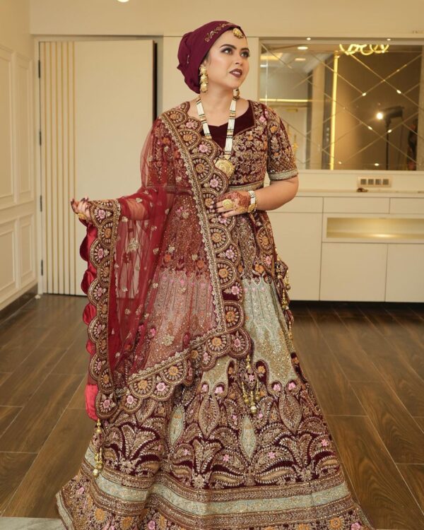 designer lehenga with top and embroidery