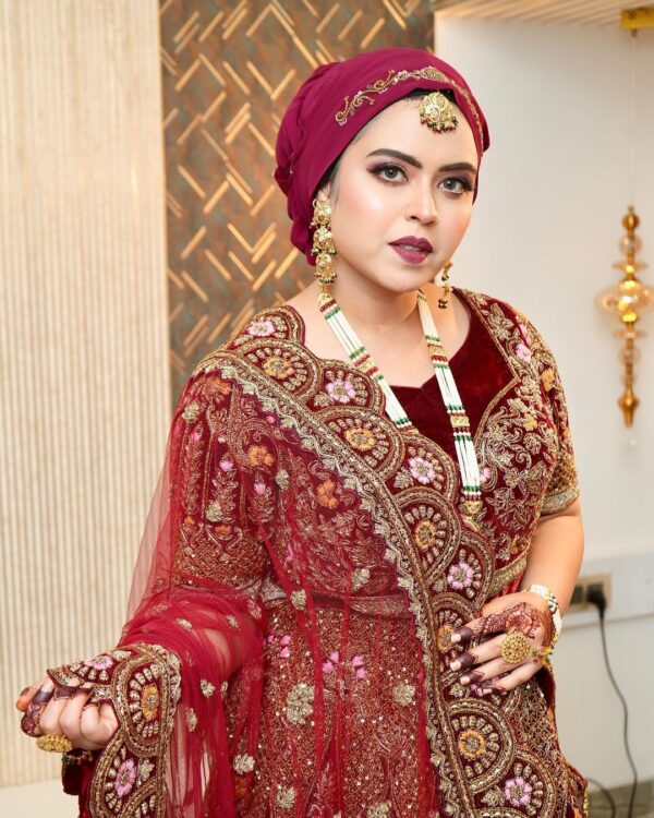 wedding lehenga with peplum and embroidery