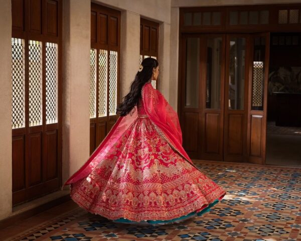 Designer wedding long anarkali with lehenga