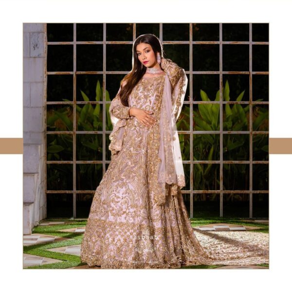 wedding long trail gown with handwork