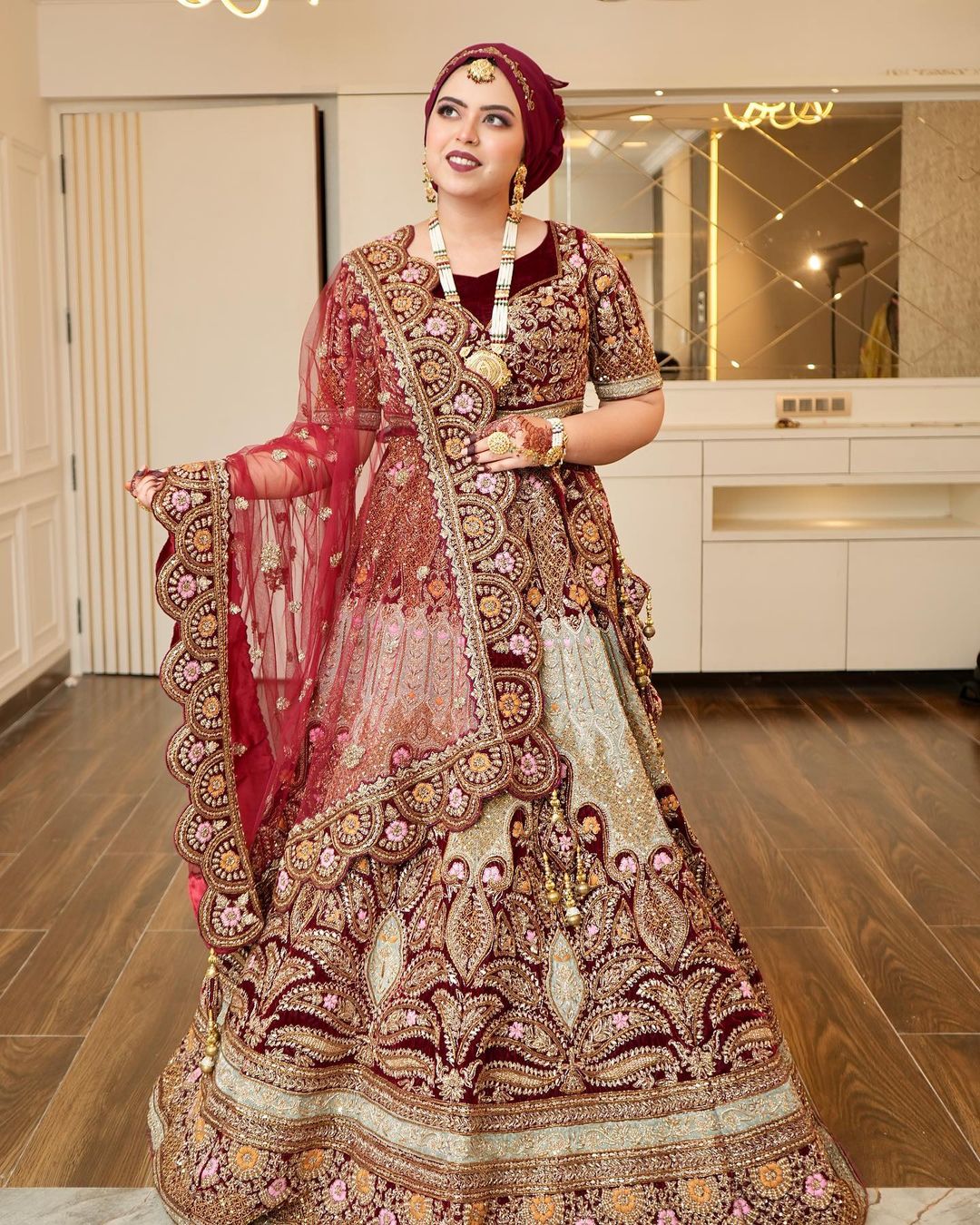 The D-Day should also include Maroon Bridal Lehengas | Empress Clothing
