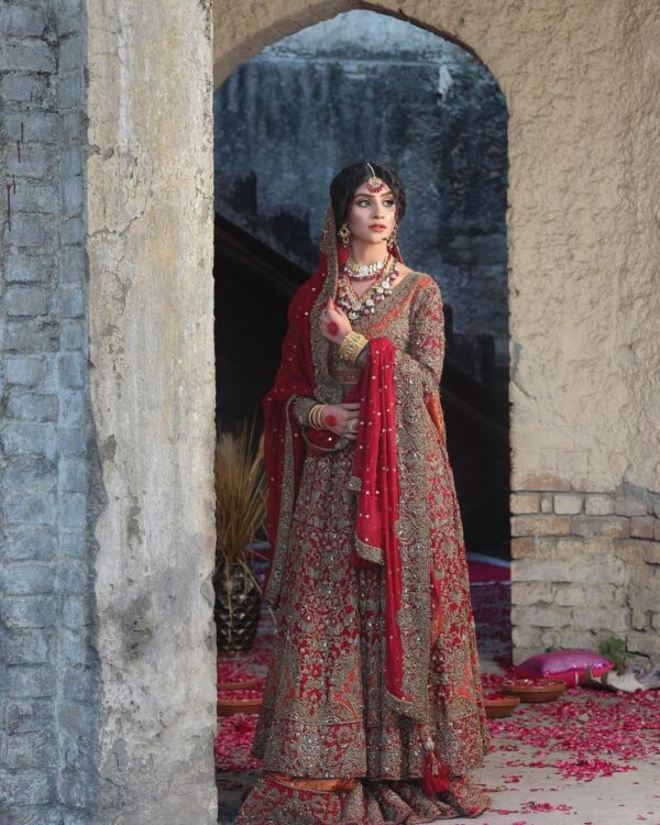 wedding long anarkali with lehenga