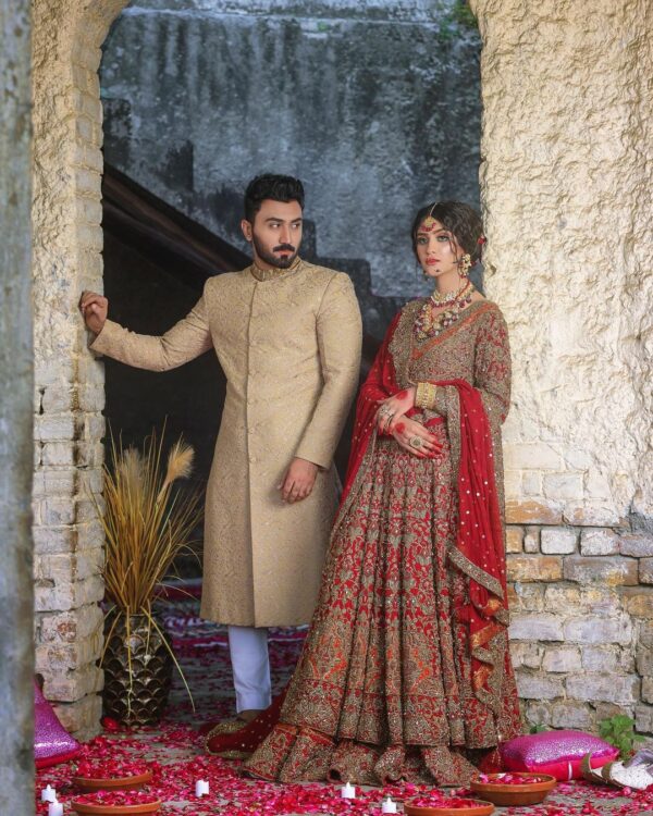 designer wedding long trail lehenga with anarkali