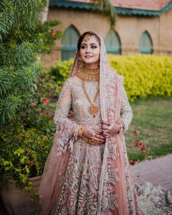 wedding long trail gown with handwork