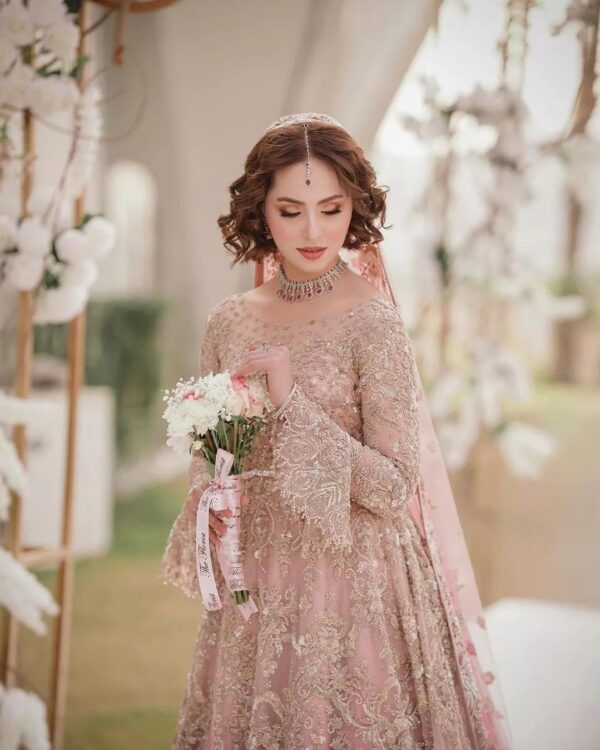 Pakistani wedding long split jacket with lehenga