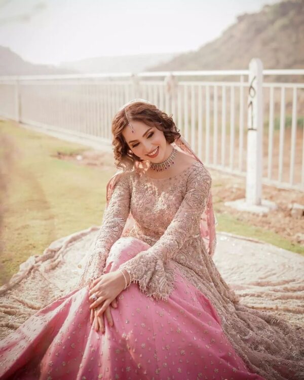 wedding long trail split jacket with lehenga