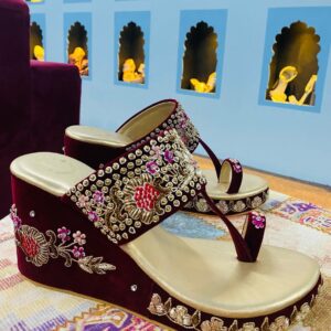 bridal wedges with embroidery