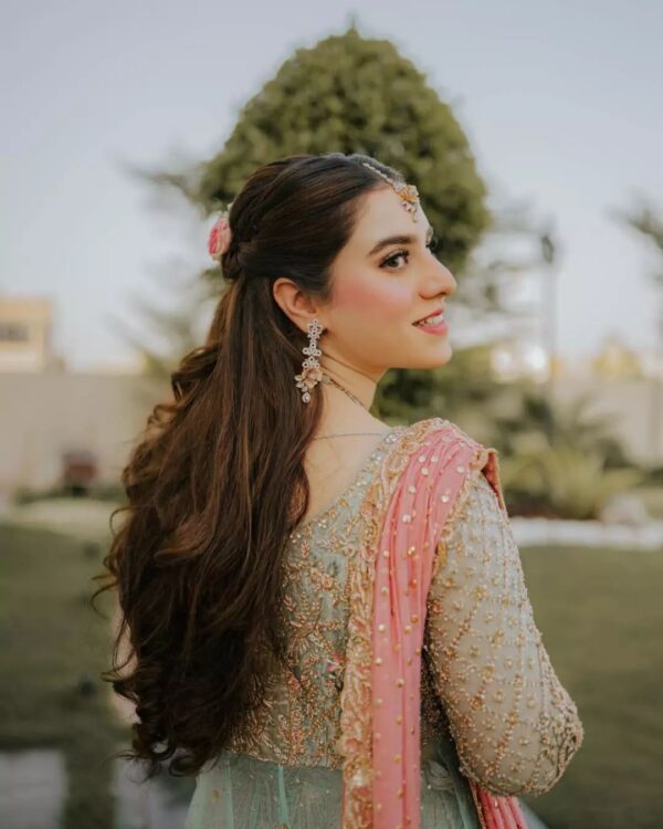 wedding long trail anarkali with lehenga