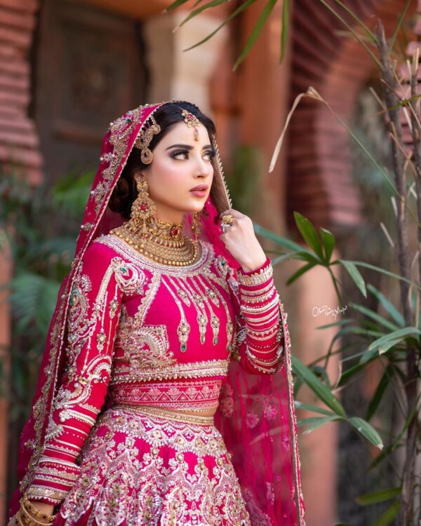 Pink designer bridal lehenga choli