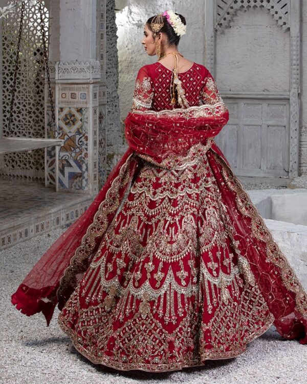 red designer long anarkali with lehenga