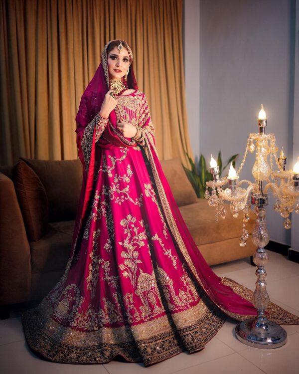 Pink Designer gown with embroidery
