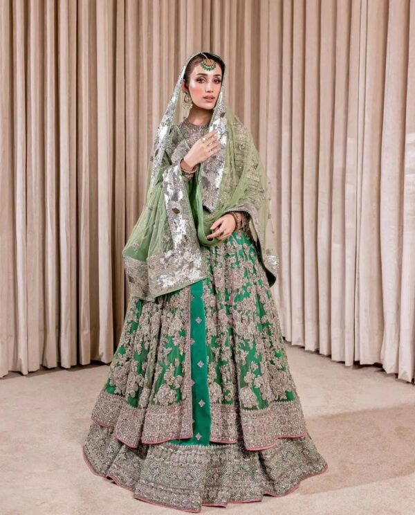 Designer green designer split anarkali with lehenga