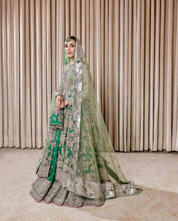 designer wedding long split jacket with lehenga