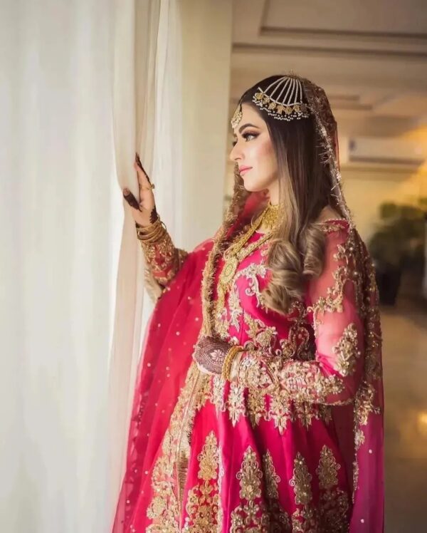 wedding long anarkali with embroidery
